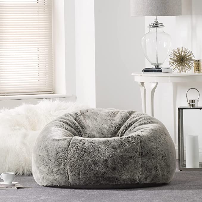 Grey fur deals bean bag chair