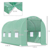 4.5m x 2m x 2m Polytunnel Greenhouse Walk In Green House Garden Plant Growing House with Roll-up Door and 6 Mesh Windows, Green