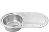 Round Bowl Kitchen Sink Stainless Steel Single Circle Drainboard Reversible Inset with Strainer Waste