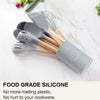 Silicone Kitchen Utensils Set,13 Pcs Wooden Handles Spatula Set