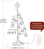 Christmas Decoration with Crystal Ball, 10.8 Inch LED Mini Desk Christmas Tree Decor Star Ornament Display Metal Stand Tabletop Decor for Holiday Party Home Indoor Outdoor Decor, Silver