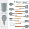 Silicone Kitchen Utensils Set,13 Pcs Wooden Handles Spatula Set