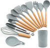 Silicone Kitchen Utensils Set,13 Pcs Wooden Handles Spatula Set