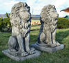 Stunning Pair Large Sitting Stone Cast Lions Garden Ornaments By DGS UK 330KGS