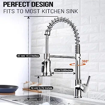 360° Swivel Pull Down Kitchen Tap, Kitchen Sink Mixer Tap with 360°