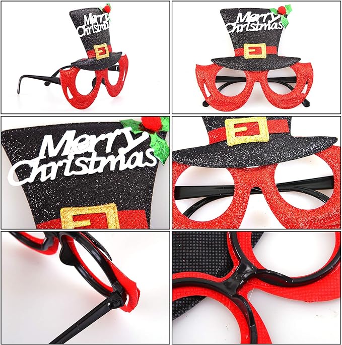 20 Styles Christmas Party Glasses Frames Christmas Decoration Eyeglasses Xmas Costume Glasses Frame for Holiday Favors