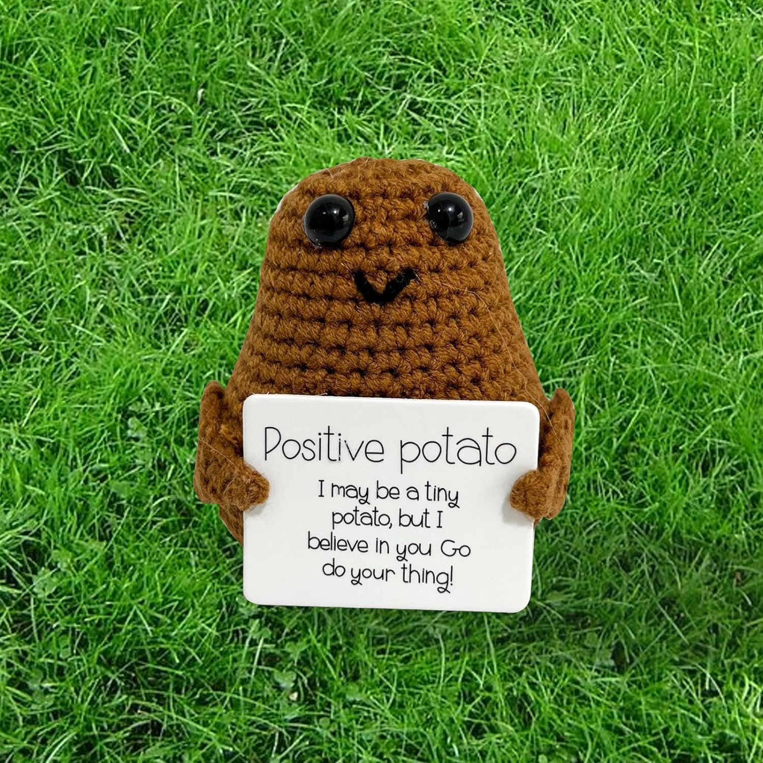 Positive Doll Potato Funny Knitting Soft Doll Cute Knitted Pocket Hug Potato Doll with Positive Card Novelty Gifts