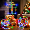 Christmas Decorations, 3 Pack Wreath, Gift Box, Santa Claus Christmas Window Lights with Suction Cups, Battery Operated(Excluded) Indoor Lights for New Year, Built-in Slow Fade Mode and Timer