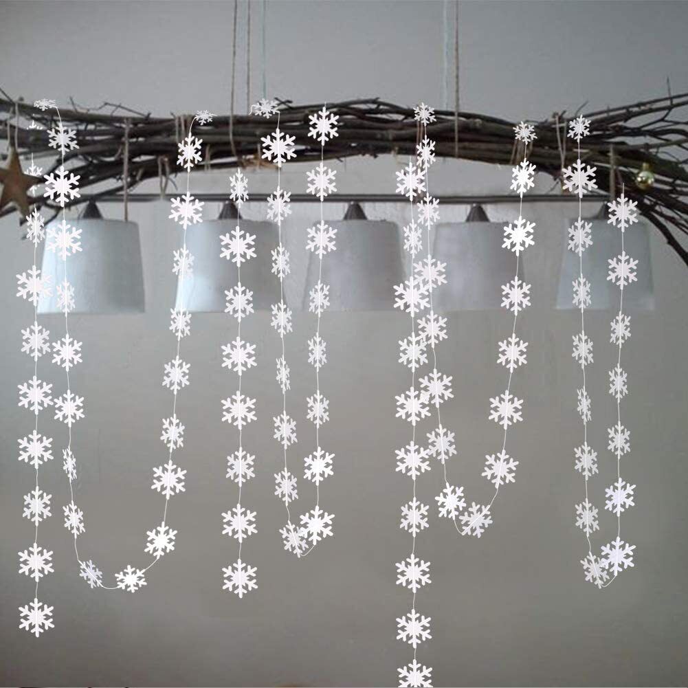 3M Winter White Christmas Hanging Snowflakes Window Decor Xmas Garland Banner UK