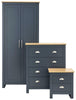 3pc Bedroom Furniture Set Wardrobe Chest Drawers Bedside Table Blue