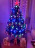 3 Feet Prelit Artificial Christmas Tree with Multi-Coloured Fiber Optic LED Light, Holiday Home Xmas Decoration, Green