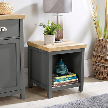 Lamp Table or Bedside Dark Grey Oak Shelf Occasional End Table Two Tone