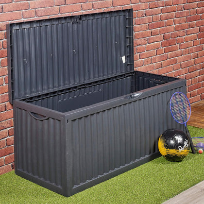 350 Litre Outdoor Storage Box Garden Patio Plastic Chest Lid Container Multibox