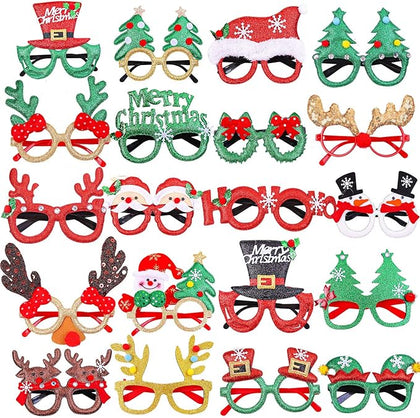 20 Styles Christmas Party Glasses Frames Christmas Decoration Eyeglasses Xmas Costume Glasses Frame for Holiday Favors