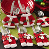 6x Christmas Cutlery Silverware Holders Pockets Bag Santa Suit Xmas Party Dinner Table Decoration (Red)
