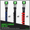 9PC Socket Organizer Holder Tool Storage Rail Rack 1/4" 3/8" 1/2" Industrial 14"