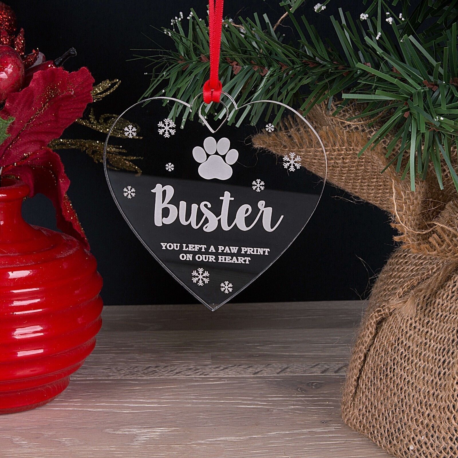 Acrylic Personalised Dog Pet Memorial Christmas Tree Decoration Bauble 2023 Gift