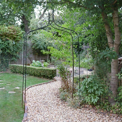 2.5m Garden Arch Black Metal Trellis Large Rose Climber Support Archway Decor