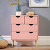 Pink Chest of 4 Drawers Wooden Scandi Style Legs Modern Integrated Handles