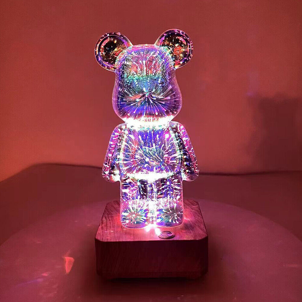 3D Bear Firework Light 7 Color Lights Table Lamp Dimming As Valentines Day Gift