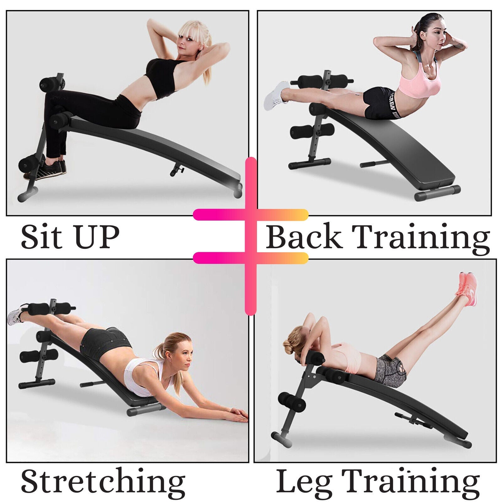 Sit Up Bench adjustable Core ABS Workout Multipurpose Thigh Support for Home Gym