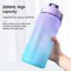 2L Motivational Water Bottle With Time Marker Straw ExtraLarge 2000ml Time Stamp