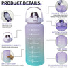 2L Motivational Water Bottle With Time Marker Straw ExtraLarge 2000ml Time Stamp