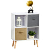 Freestanding 4 Cube Storage Cabinet Unit w/ 2 Drawers Bookcase Display Shelves