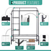 Heavy Duty Double Clothes Rail 120KG Load Clothes Rack for Bedroom Open Wardrobe