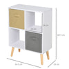 Freestanding 4 Cube Storage Cabinet Unit w/ 2 Drawers Bookcase Display Shelves