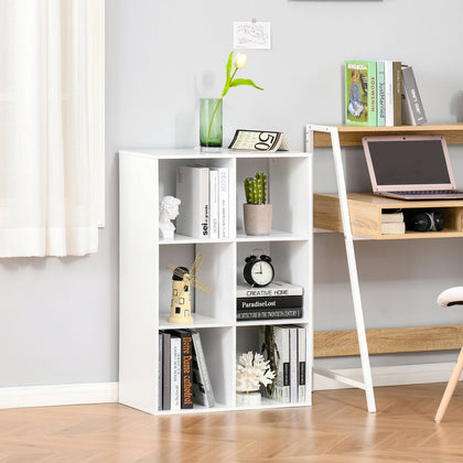 Storage Cabinet Bookcase 6 Cube Organiser Shelves for Home Office, White