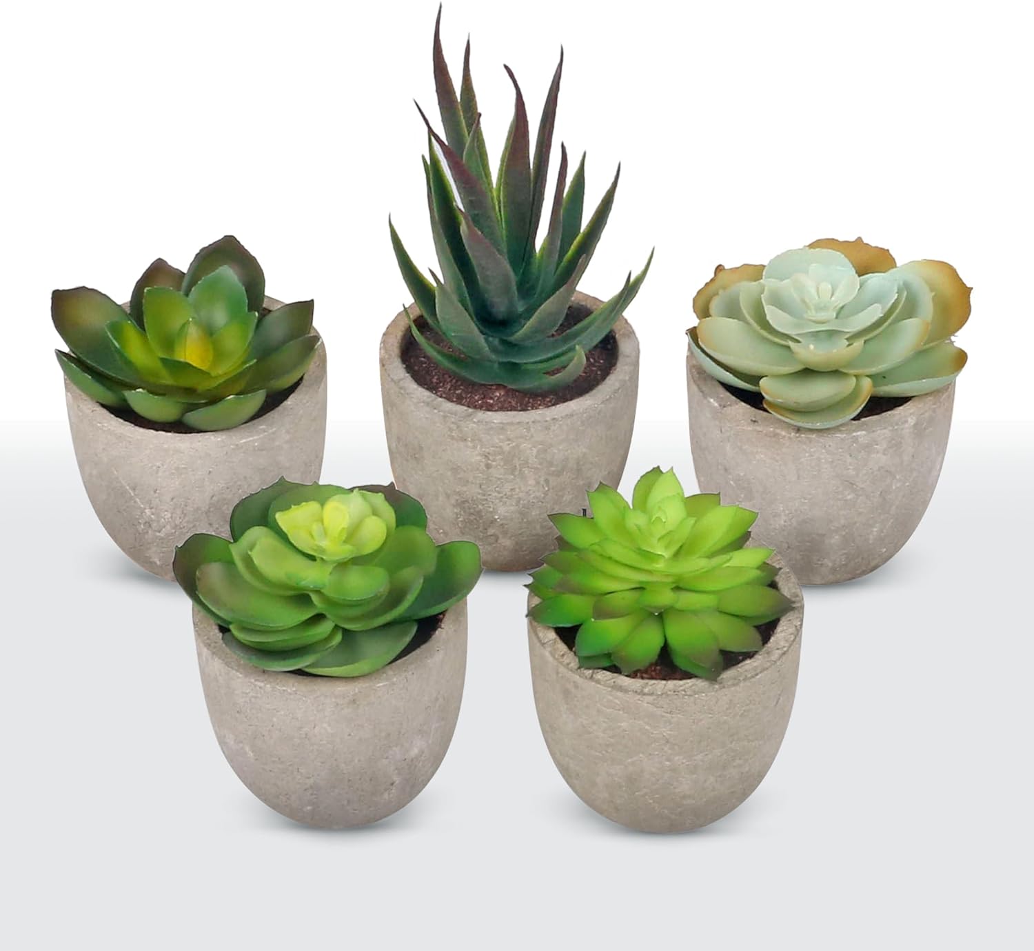 Artificial Succulents Plants-5 pcs Fake Plant Succulent Pots-Realistic Textured Succulent Fake Plants -Office and Home Decor Small Artificial Plants in Pots