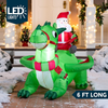 6 FT Long Christmas Dragon Inflatable Long Santa Riding a Green Dragon