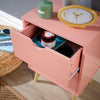 Pink 2 Drawer Bedside Cabinet Wooden Side Lamp Table Nightstand Scandi Legs