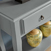 Grey Console Telephone Hallway Table 2 Drawer Shelf French Sculpted Curved Legs