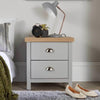 Grey Oak Bedside Cabinet 2 Drawer Lamp Side Table Night Stand Avon Two Tone