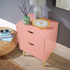 Pink 2 Drawer Bedside Cabinet Wooden Side Lamp Table Nightstand Scandi Legs