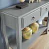 Grey Console Telephone Hallway Table 2 Drawer Shelf French Sculpted Curved Legs