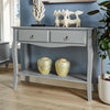 Grey Console Telephone Hallway Table 2 Drawer Shelf French Sculpted Curved Legs