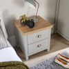 Grey Oak Bedside Cabinet 2 Drawer Lamp Side Table Night Stand Avon Two Tone