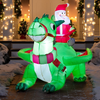 6 FT Long Christmas Dragon Inflatable Long Santa Riding a Green Dragon