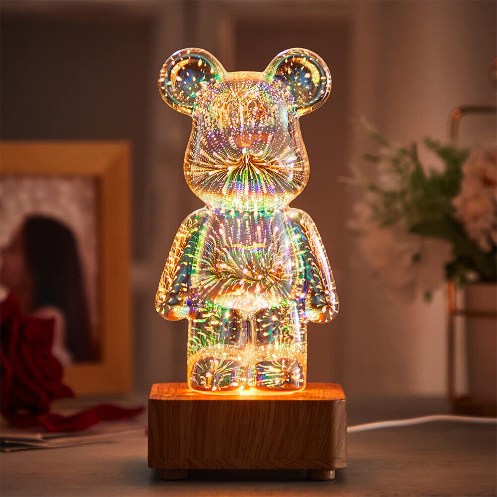 3D Bear Firework Light 7 Color Lights Table Lamp Dimming As Valentines Day Gift