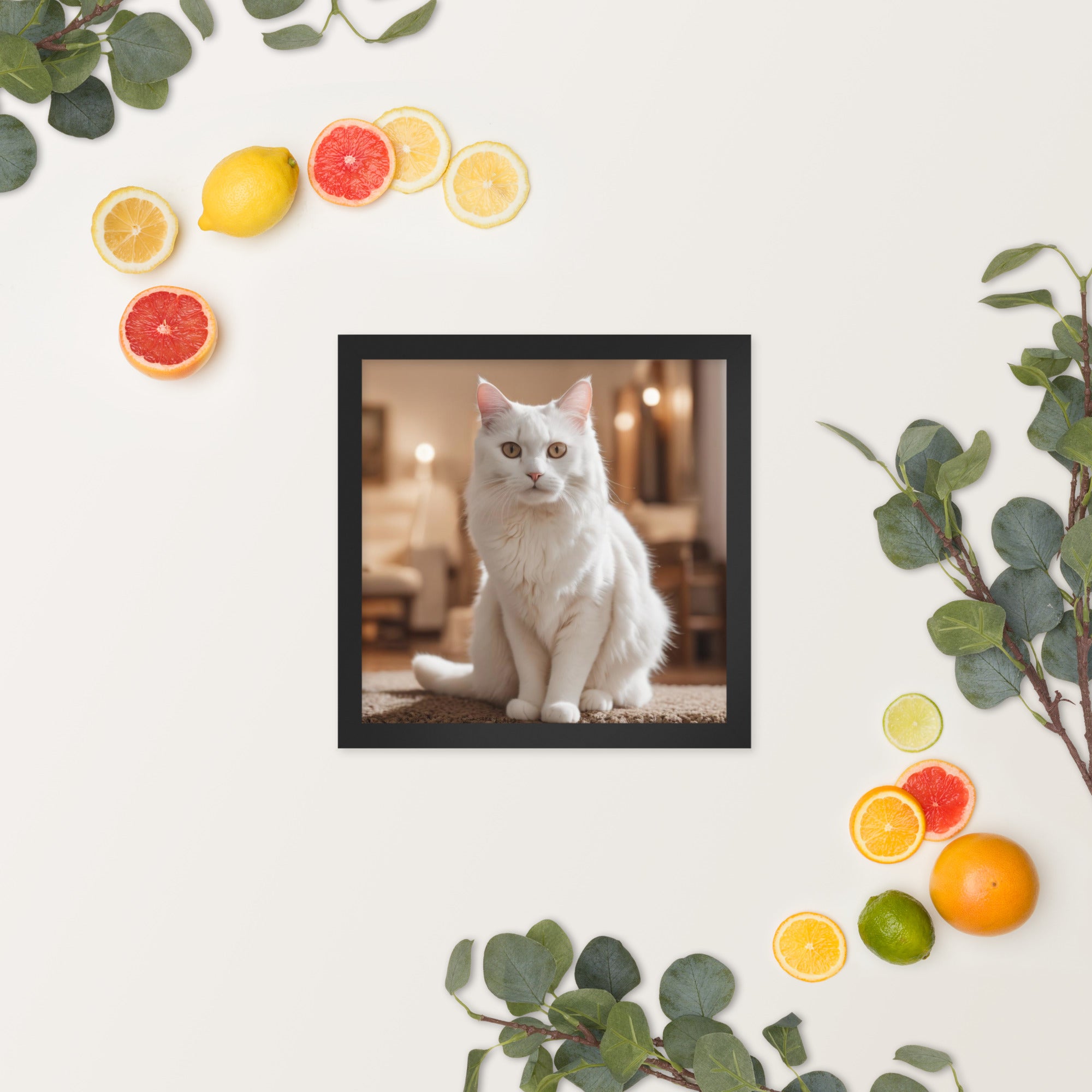 White Cat Framed Print