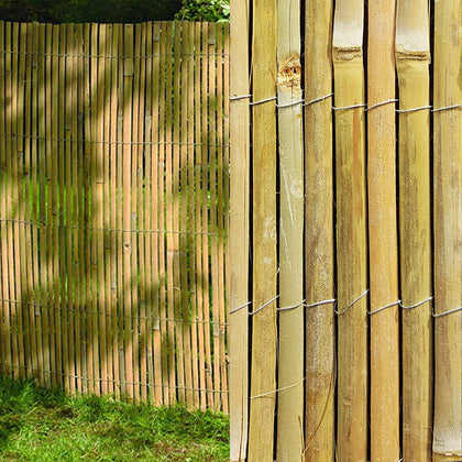 4M Slatted Bamboo Fence Screening Roll Natural Slat Panel