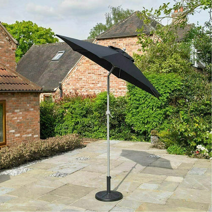 Garden Parasol Outdoor Umbrella 2M Sun Shade Black Canopy Tilt Mechanism Patio