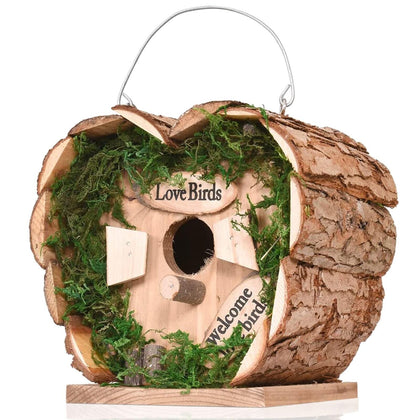 Wooden Bird Nest House Wild Nesting Garden Hanging Wood Bird Nest Box