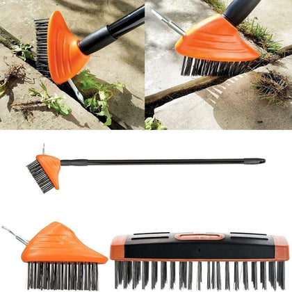 3 in 1 Patio Cleaner Wire Brush Telescopic Block Paving Weed Removal Scraper New