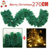 9FT Pre Lit Christmas Garland with Lights Door Wreath Xmas Fireplace Decor LED
