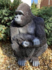 Realistic 15 Inch Gorilla Polyresin Statue - Hand Painted Figurine - Intricate Detail Suitable for Indoor or Outdoor Use - Frost and Fade Resistant Animal Lawn Ornament