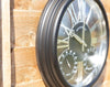 Garden Wall Clock Thermometer Weatherproof Black Home Indoor Outdoor Decoration
